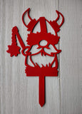 Viking Garden Gnome with Chain Mace - Metal Garden Art