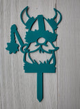 Viking Garden Gnome with Chain Mace - Metal Garden Art