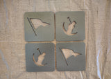 INTREPID DYNAMICS AND DESIGN Steel Coasters, Set of 4, Square Shaped, Variety Of Designs