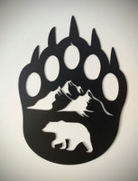 Bear Paw Metal Outdoors Wall Art - Rustic Style - Cabin Decor