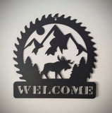 Rustic Metal Welcome Sign - Circular Saw - Front Door Decor - Cabin Decor