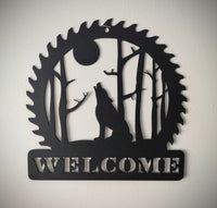 Rustic Metal Welcome Sign - Circular Saw - Front Door Decor - Cabin Decor