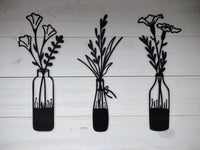 Metal Flower Vase Art - Set of 3