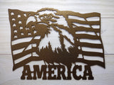 American Flag with Eagle Metal Wall Art