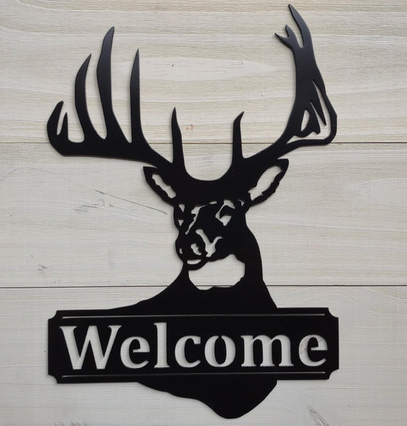 Buck - Welcome - Metal Wall Sign - Home and Cabin Decor