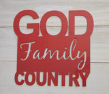 God Family Country - Metal Word Sign