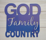 God Family Country - Metal Word Sign