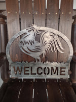 Welcome Sign - Metal Art - Rooster