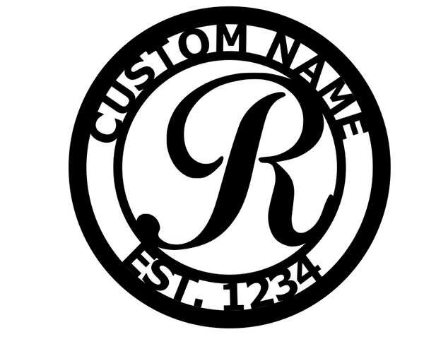 Custom Metal Monogram Letter Sign - Family Name with Year Establishment or Address