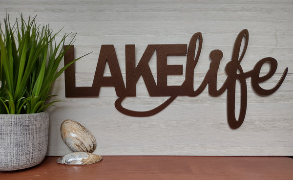 Lake Life Metal Word Sign - Wall Art